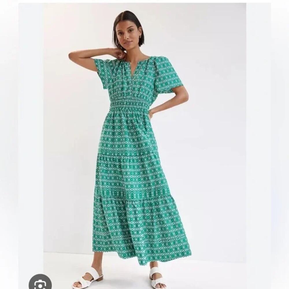 Anthropologie Dress Womens Medium Somerset Maxi Green Medallion Geometric Green